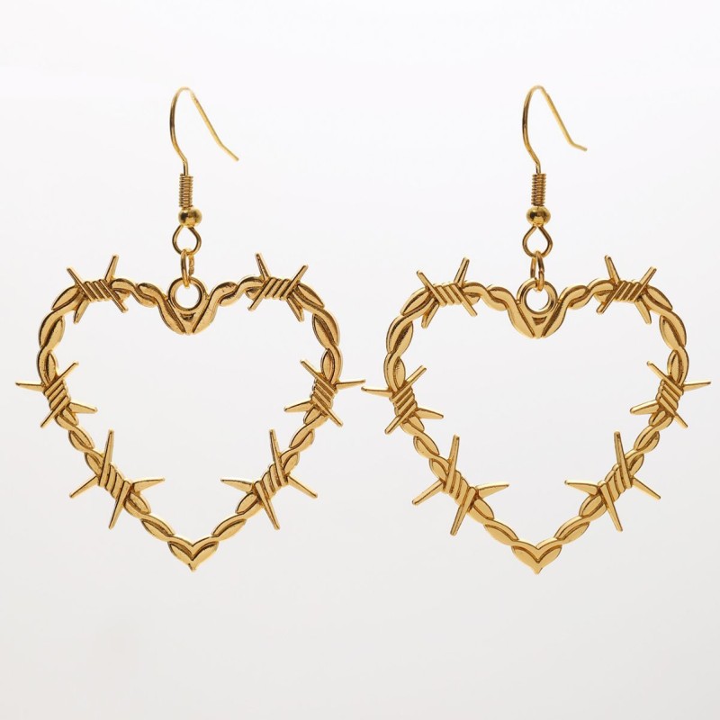Barbed Wire Mesh Heart-shaped Earrings Wholesalers