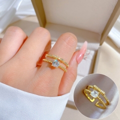Bowknot Anillo De Diamantes Completo Apertura Ajustable Anillo De Pareja Mayorista