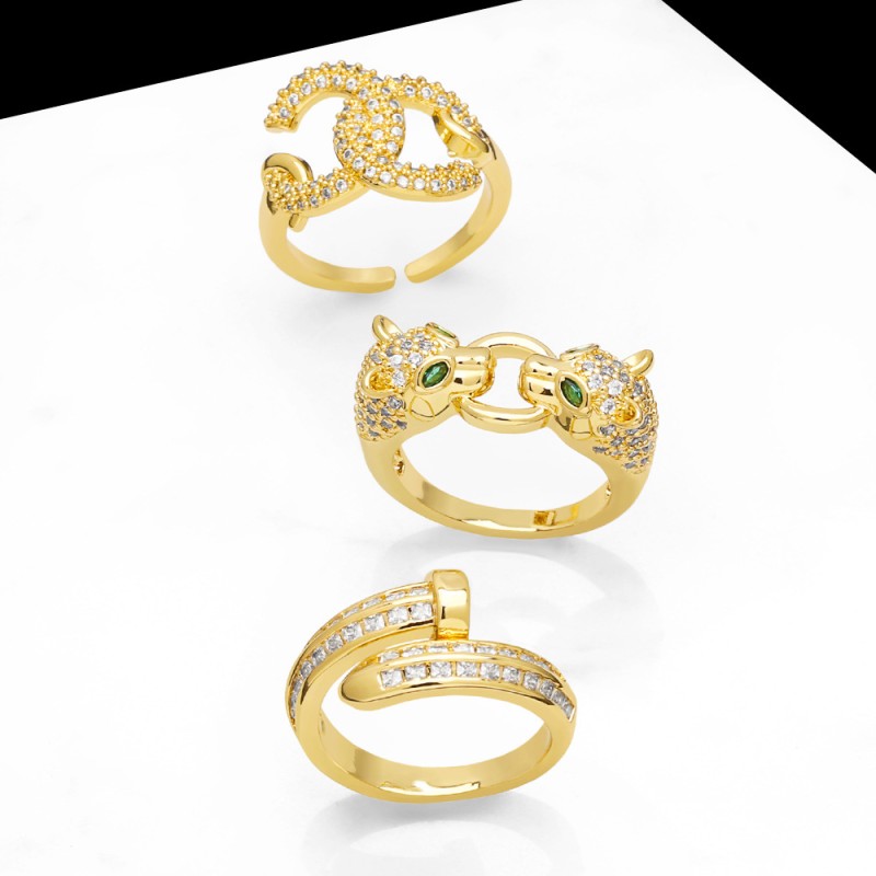 Double C Leopard Head Nail Ring Wholesalers