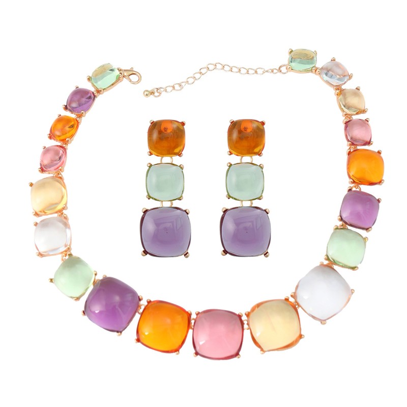 Resin Bohemian National Wind Earrings Necklace Set Wholesalers