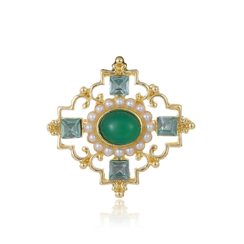 Baroque Pearl Green Hollow Brooch Wholesalers