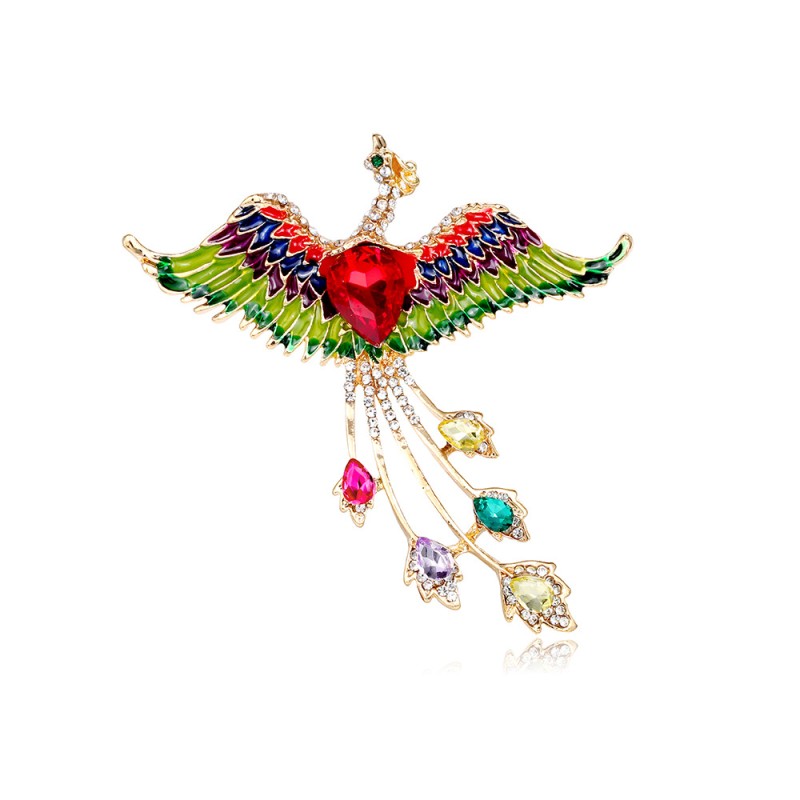 Chinese Style Drip Oil Encrusted Phoenix Brooch Wholesalers