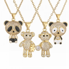 Dibujos Animados DIY Goteo De Aceite Diamante Oso Colgante Collar Mayorista