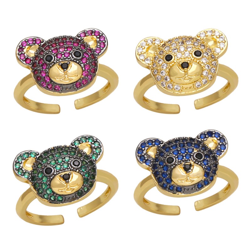 Diamond Bear Opening Adjustable Ring Wholesaler