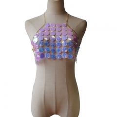 Hollow-out Acrylic Multi-layer Sequin Sexy Chest Chain Wholesaler