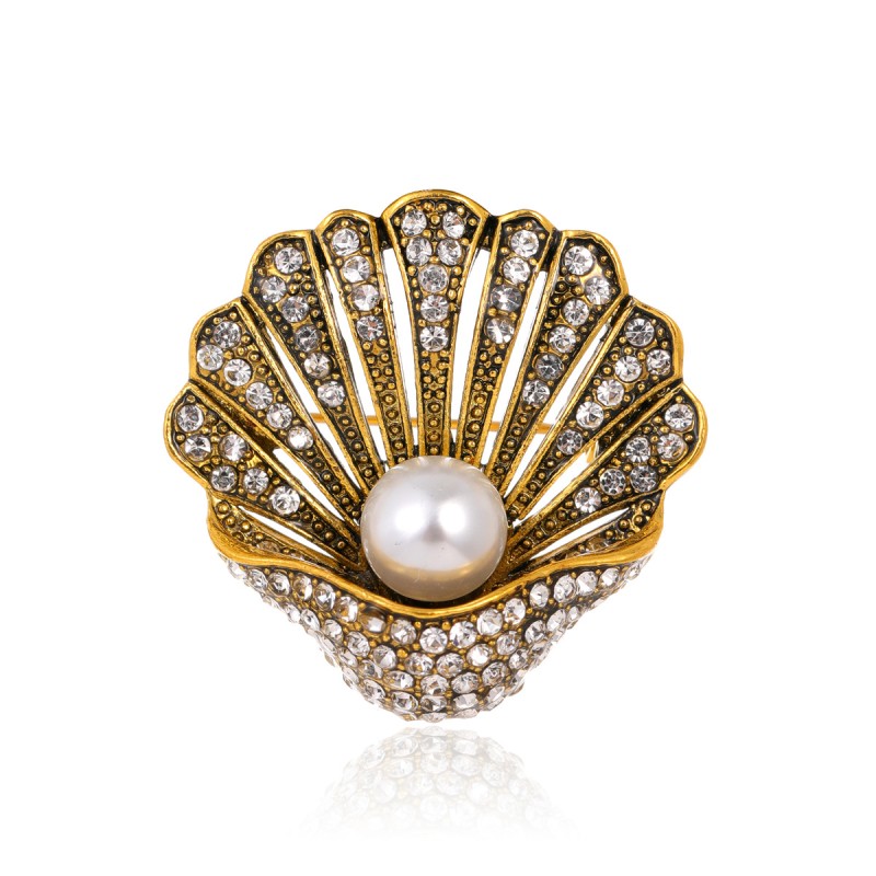 Vintage Rhinestone Pearl Shell Brooch Wholesalers