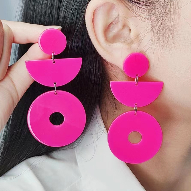 Semi-circular Hollow Acrylic Eardrop Wholesalers