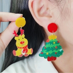 Christmas Tree Fawn Snowflake Snowman Crutch Acrylic Earrings Wholesaler