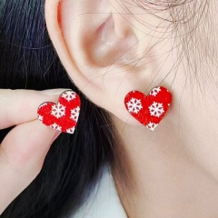 Christmas Heart Print Earrings Wholesalers