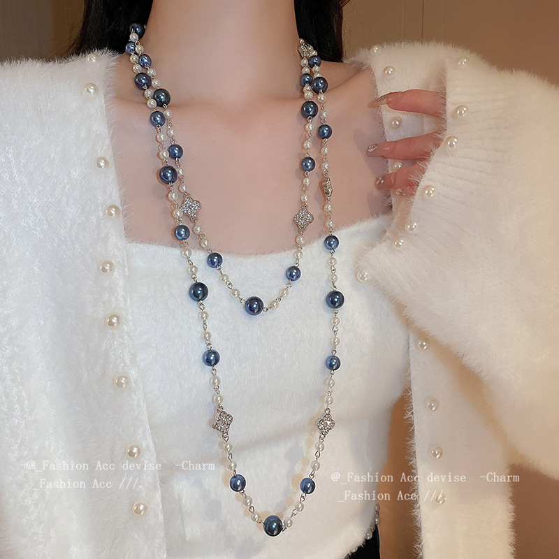Diamond Flower Pearl Long Necklace Wholesalers