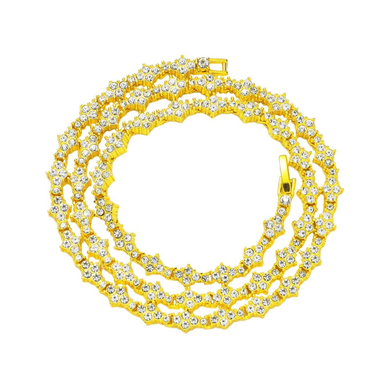 Flower-shaped Single-row Chain Full Diamond Necklace Bracelet Wholesalers