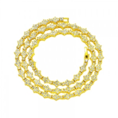 Flower-shaped Single-row Chain Full Diamond Necklace Bracelet Wholesalers