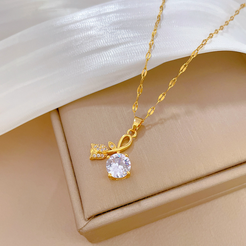 [Titanium Steel] Rose Zircon Diamond Necklace Wholesalers