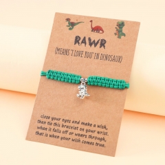 Stainless Steel Small Dinosaur Ping An Knot Braided Card Bracelet Wholesaler