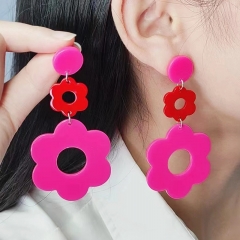 Contrast Color Stitching Flower Hollow Earrings Wholesalers