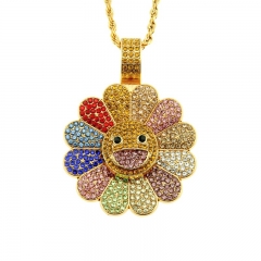 Colorful Sunflower Rotatable Pendant Necklace Wholesalers