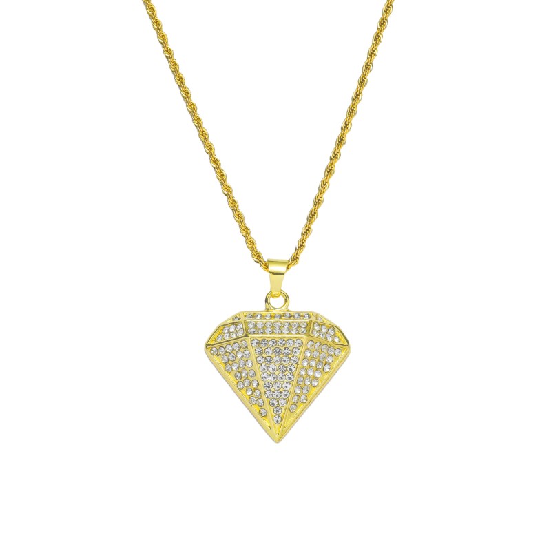 Exaggerated Full Diamond Triangle Diamond Hiphop Pendant Necklace Wholesalers