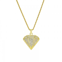 Exaggerated Full Diamond Triangle Diamond Hiphop Pendant Necklace Wholesalers
