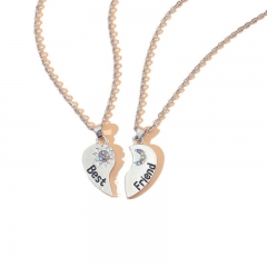 Heart-shaped Alloy Diamond Sun Moon Pendant Necklace Suit Wholesaler