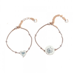 Pulsera De Tarjeta De Padre E Hijo De Diente De León Tallado En Forma De Corazón De Acero Inoxidable Mayorista