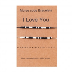 Couple Card Bracelet Beads Color Matching Morse Code I Love You Woven Hand Rope Wholesaler