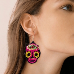 Halloween Skull Beaded Ghost Earrings Wholesaler