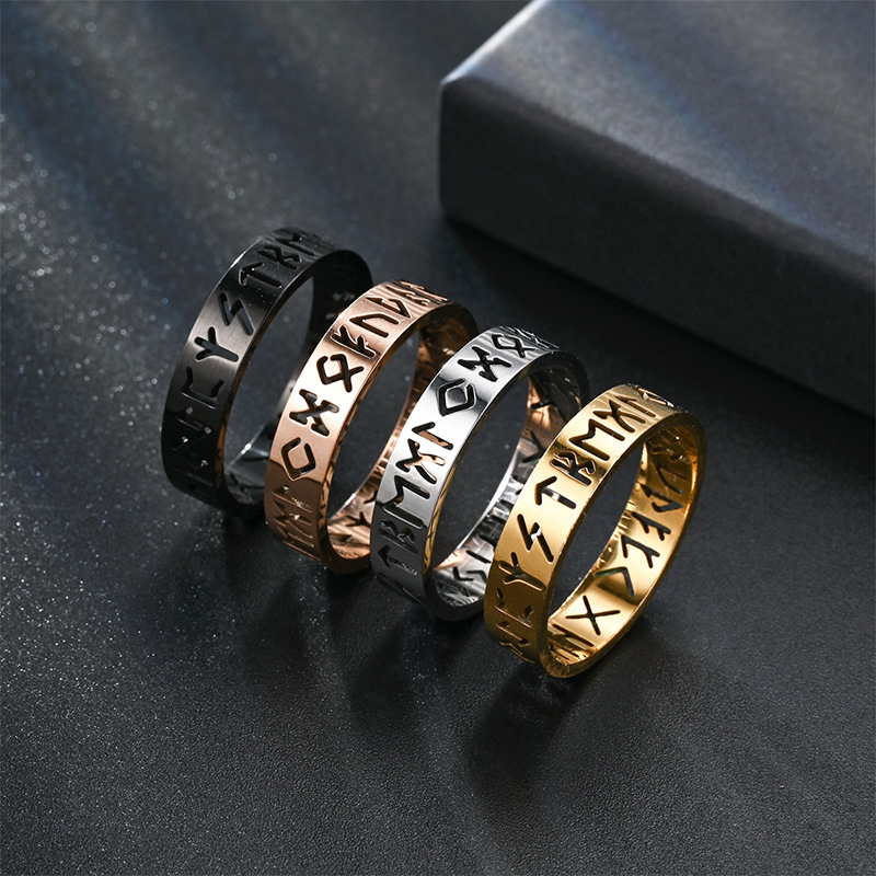 Viking Words Stainless Steel Hollow Titanium Steel Ring Wholesalers