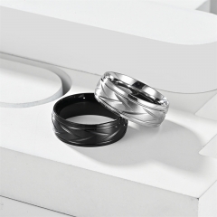 Stainless Steel Flower Stripe Ring Couple Pair Ring Wholesaler