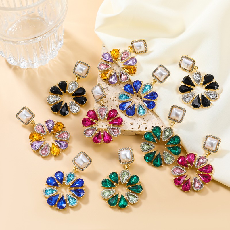 Colored Diamond Flower Earrings Wholesalers