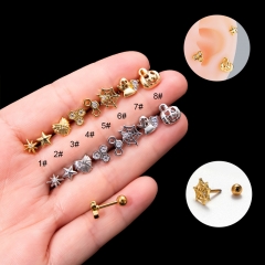 Halloween 1.2 Rod Thick Double Head Screw Puncture Ear Bone Nail Wholesaler