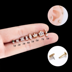 Zircon Plug-in Push Pin 1.2mm Lip Nail Ear Bone Nail Wholesaler