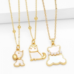 Copper Plated Real Gold Oil Drop Bear Animal Pendant Necklace Wholesaler