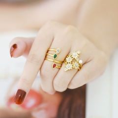 Set Zircon Flower Opening Adjustable Ring Wholesaler