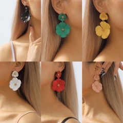 Spray Paint Multicolor Floral Earrings Wholesalers