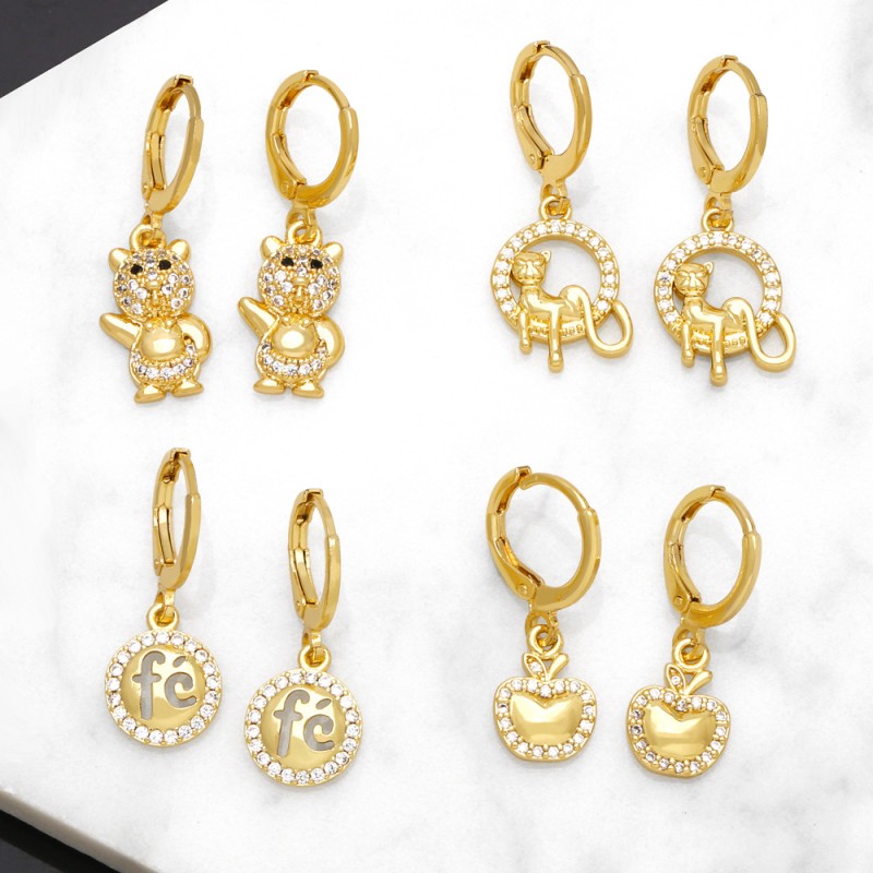 Cartoon Animal 18k Gold Diamond Earrings Wholesalers