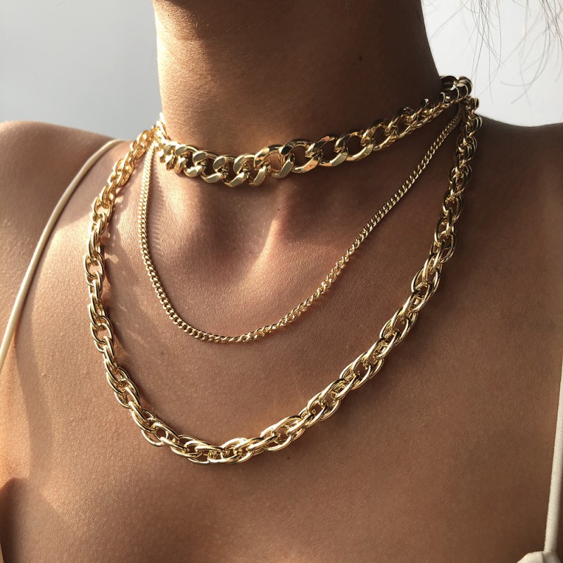 Punk Hip Hop Multilayer Chain Necklace Wholesalers