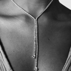 Collar Colgante En Forma De Gota De Diamante Completo Mayorista