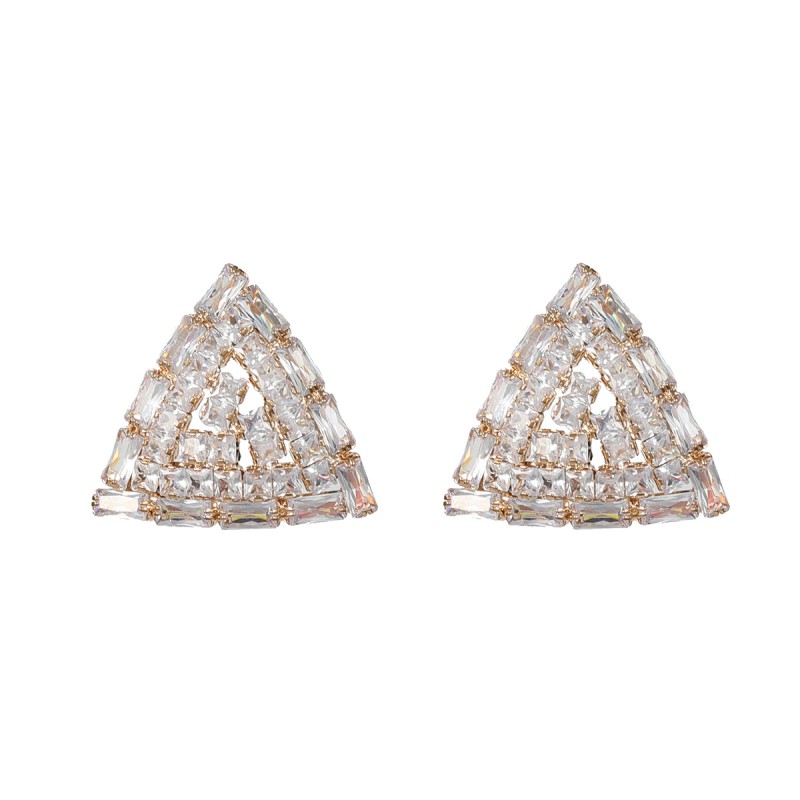 Copper Inlaid Zircon Triangle Earrings Wholesalers