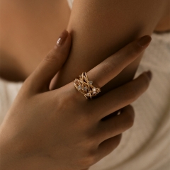 Anillo Ajustable De Circón Cruzado De Línea Mayorista