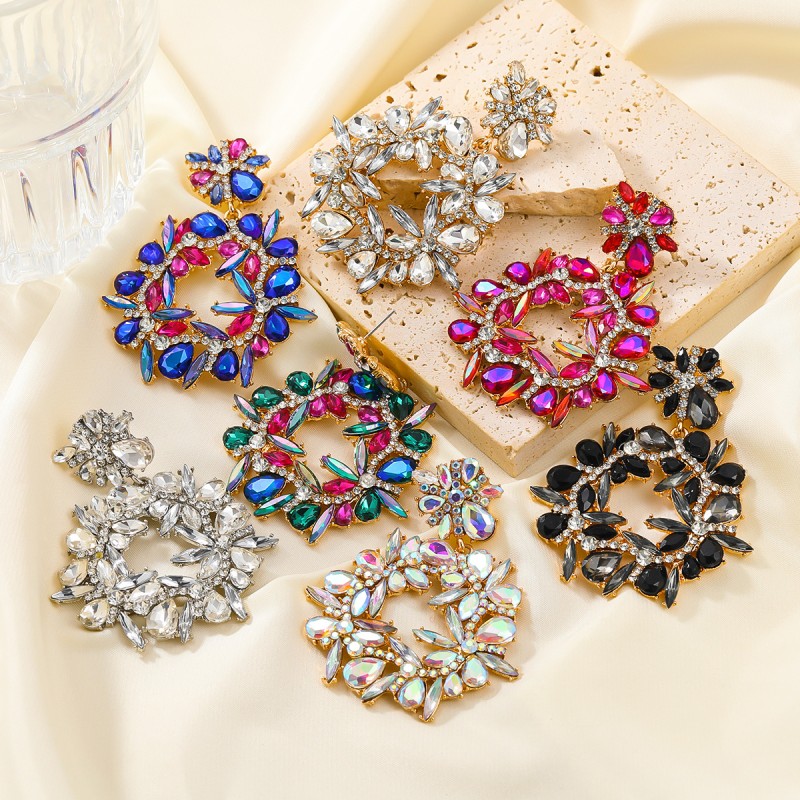 Full Diamond Round Flower Earrings Wholesalers
