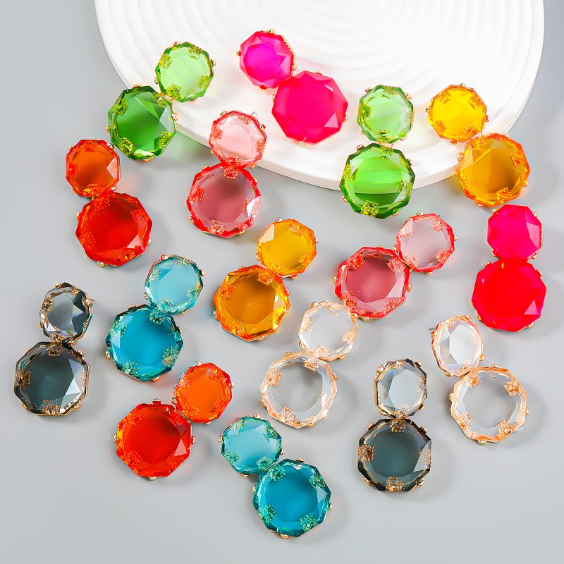 Vintage Multi-layer Octagon Resin Earrings Wholesalers