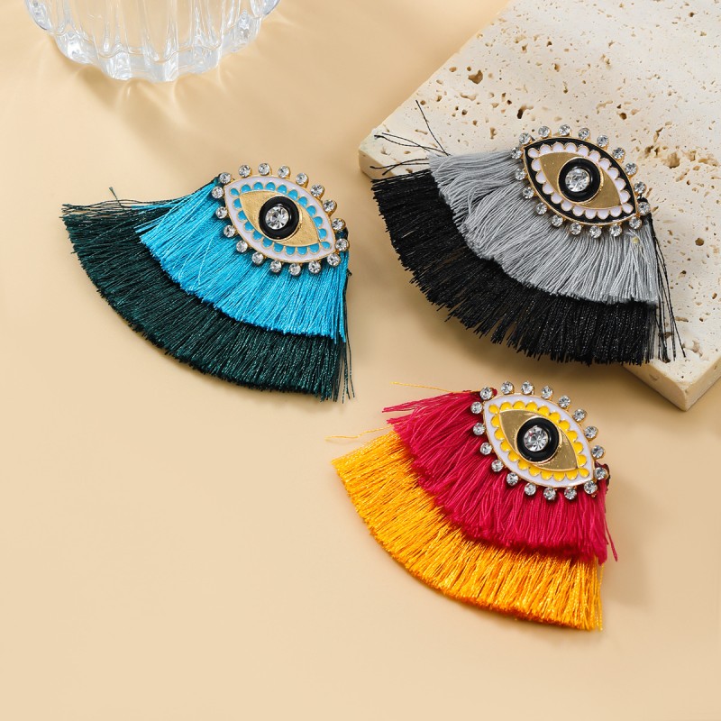 Diamond Tassel Devil Eyes Earrings Wholesalers