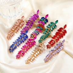 Color Diamond Long Leaf Earrings Wholesalers