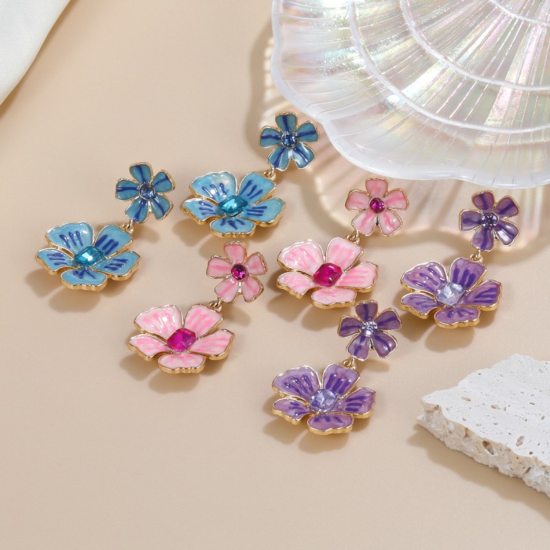 Diamond Multi-layer Flower Earrings Wholesalers
