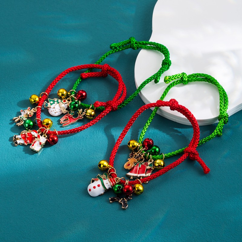 Christmas Santa Bell Adjustable Red And Green Hand Rope Wholesalers