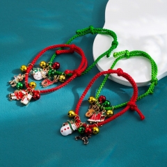 Navidad Santa Claus Campana Ajustable Rojo Verde Cuerda De Mano Mayorista