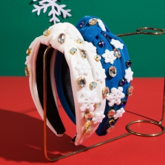 Mayorista De Diadema De Borde Ancho De Diamante De Tela De Copo De Nieve De Navidad