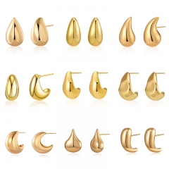 Diamond Drop Shaped Copper Plated 18K Real Gold Color Retaining Earrings Wholesalers