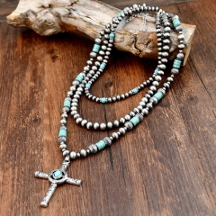 Turquoise Cross Multilayer Stacked Necklace Wholesalers