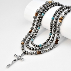 Cross Turquoise Beaded Necklace Unisex Wholesaler